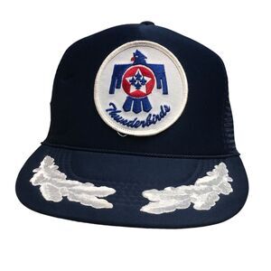 VTG USAF Thunderbirds Hat Mesh Trucker Cap Blue Snapback US Air Force Rope Style
